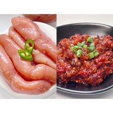 [청해젓갈]백명란젓+비빔낙지or비빔오징어 1+1세트구성<꽉채워주는>선물세트, 백명란젓500g+비빔오징어500g