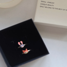 HORTIQUE 2개세트 닉 주디반지 오픈링 커플 우정 반지