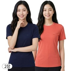 아소트 여성 여름 냉감 쿨티셔츠 프리미엄 기능성 라운드 반팔티 골프 등산 작업복 흡습속건 2장세트