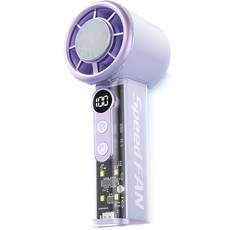 享家品 透明手持風扇，數位顯示，多段風速，USB充電，輕巧便攜, 浪漫紫+天蓝色+米白色, SC330 V2.0