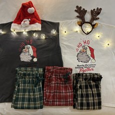 [아이덴티크] 크리스마스 연말홈파티 파자마파티 피치기모 체크 잠옷 바지 팬츠 파자마세트
