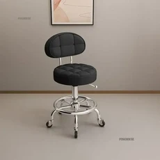 이발소용 창의적인 회전 의자 바퀴가 달린 금속 리프팅 미용실용 모던 심플 뷰티 살롱, 01 black-backrest B