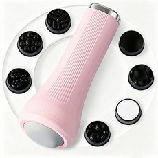 Purbliss 다기능 바디 마사지기 진동 롤링 마사지건 무선 괄사 안마기 겨드랑이 부유방 마사지 7종 헤드, 핑크, A06 핑크, A06