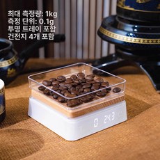 찻잎 저울 충전용 전통 커피 미니 미량계 원목 전용 측정 녹차 차무게, 기본 모델명/품번, 화이트타이머+중량측정 1000g 쟁반, 1kg