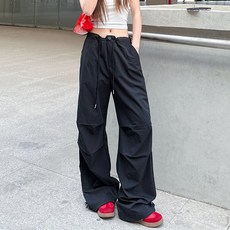 cammello 바스락 스트링 와이드 카고 팬츠 투웨이 경량 바지 히든밴딩