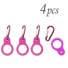 1 10PCS 물병 캠핑 고무 클립 하이킹을위한 체인 홀더 링과 금속 야외 키 버클, Pink 4pcs