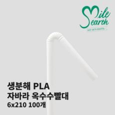 스마일어스 from earth 생분해 옥수수 빨대 자바라 21 일반사이즈, 개별포장, 1세트, 100개입