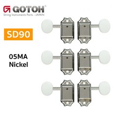 Gotoh 日本製 SD90 3 3 復古式 電吉他 弦鈕 鎖定式 改善 音準 走音問題, 1個, Nickel 05M 復古小白圓鈕 銀色