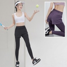 BODYAIR 假兩件高腰修身九分褲 瑜珈運動慢跑透氣舞蹈運動褲