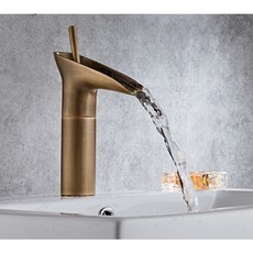 全銅復古龍頭酒杯 高款矮款可選 古銅色作舊臉盆冷熱水龍頭, 古銅色 矮款, 1個