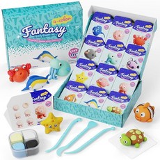 Dufvrpe 아동용 에어 드라이 모델링 클레이 - 오션 어드벤처 12박스 키트 4가지 도구 및 튜토리얼 포함 아트 프로젝트를 위한 부드러운 DIY 공예 만 3세 이상 남