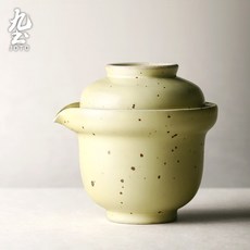 手工日式粗陶快客杯陶瓷手抓壺茶具一壺一杯簡約單人便攜旅行套裝旅行茶具手工茶壺手抓壺泡茶壺個人茶具旅行組CHR0595, 黃色, 1個