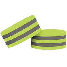 反光臂帶 運動臂帶 安全手環 - 高能見度夜間安全防護, 螢光綠, 1個