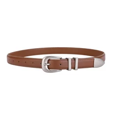 남여 빈티지 벨트 가죽 Cowskin 허리띠 블랙 남성과 여성을위한 실버 청바지 대한 패션, 03 Burnt Orange, 01 100센티미터, 01 빠른  Mainland