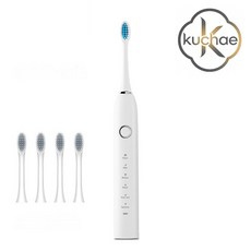 Kuchae 충전식 음파 스마트 전동칫솔+ 칫솔모4개, 1개, 화이트, XC-A8