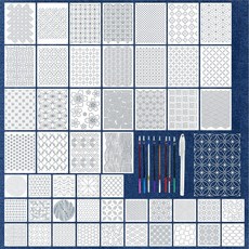 GLASSWINDS 50개 사시코 스텐실 키트 7.9 X 5.9인치 플라스틱 자수 기하학적 패턴 드로잉 라인 및 안정제 퀼팅용 템플릿