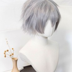 渚薰cos 假髮，新世紀福音戰士EVA銀灰白反翹少年角色扮演cosplay假髮, 1個, 銀灰白反翹少年假髮