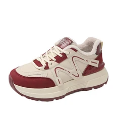 포레스트 검프 신발 여성용 레드 스니커즈 2025 가을 두꺼운 밑창 아빠 러닝 충격 흡수 경량 캐주얼, 06 35, 02 redcotton JCF2701-1