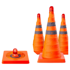 伸縮折疊三角錐，30cm 警示錐，防水抗壓，可選配 LED 警示燈, 三角錐, 1個