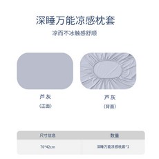 冰絲枕套 涼感透氣 一對裝 夏季適用 記憶棉內膽套 柔軟舒適 A類標準+蘆灰+多功能枕套【一對裝】, 蘆灰