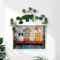 wonderful live 패브릭 배전함 두꺼비집 가리개 벽인테리어 분전함 인터폰 가리개, 햇볕을 쬐는 고양이