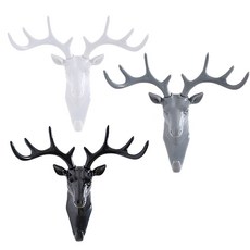 사슴 뿔 가방 걸이 벽 후크 접착 고리 인테리어 소품, 블랙, 1개