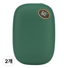 [대용량] 충전식 손난로 10000ma 보조배터리 휴대용 전기 충전 핫팩 c타입 usb 손히터, 그린, 2개