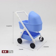 娃娃屋1:12微縮嬰兒車，仿真迷你搖籃車小推車玩具，精緻娃娃屋配件，角色扮演遊戲, 藍色嬰兒車, 1個