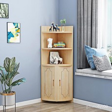 實木轉角櫃墻角櫃三角形拐角邊角櫃角落置物架客廳臥室墻邊櫃鬆木 角櫃 墻角櫃 傢用 邊角櫃 儲物櫃子 置物架 轉角置物架, 清漆色60*60*184,組裝