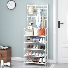 이나무역 튼튼한 철제 이동식 다용도 옷걸이 바지 수납선반 이동식 행거, 5단-화이트