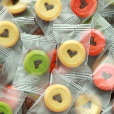 巧克力夾心餅乾 馬卡龍餅乾 愛心曲奇 糕點裝飾餅乾 兒童零食 獨立包裝, 1個, 自選口味4包（約260小包）