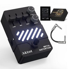 AKLOT 옥타브 일렉트릭 기타 페달: 빠른 트래킹 및 다이내믹 리스폰스 +1/-1 옥타브 및 레벨 컨트롤 미니 기타 이펙트 페달 트루 바이패스 네온 서브 시프트, Metal Distortion