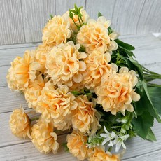 성묘조화꽃 부쉬 인테리어 조화꽃다발 10대 볼국부쉬, 옐로우, 3개