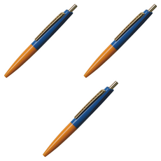 안테릭 미니 유성 볼펜 0.5mm BP10, 다뉴브 블루 + 퓨어 오렌지, 3개