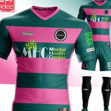 (올핀) 멜레 - MHC &65279;청록핑크 축구유니폼 반팔+쇼트상하세트/승화전사유니폼/사이즈 55-120