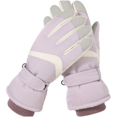 灰色防滑保暖滑雪手套，可調節腕帶設計，舒適透氣，冬季戶外運動必備, 紫色, 1個