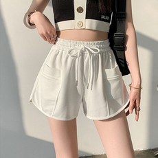 少女休閒運動短褲 高腰寬鬆設計感抽繩