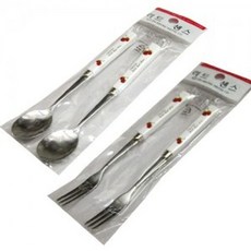 세라믹 사각체리 롱스푼 롱포크 디저트 과일 식기+커머스연구소Shop