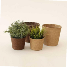 심플한화분 종이 라탄 바구니 인테리어 화분 커버 소품 바스켓, 브라운 S