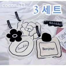 코코몰 모던 디자인 행잉 핸드타올 3장/소프트벨벳타올/강력흡수/집들이선물/예쁜고리핸드타올/주방인테리어소품, 1세트, 카멜리아+향수+플라워