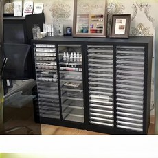 네일샵 서랍장 정리함 수납장 진열장 슬라이딩 메니큐어 정리 수납 매니큐어 서랍 하부장, 1.3mm, 블랙 삼중 54단 87cm