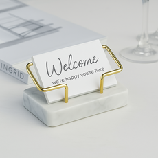 골드팡 대리석 명함꽂이 둥근화이트, 1개, 1단