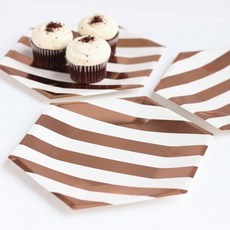 일회용 로즈골드 스트라이프 접시 컵 6p 캠핑 생일 홈 파티, 1. 로즈골드 스트라이프 접시 (6p), 6개