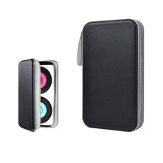 실빌 자동차 차량 CD DVD 케이스 96용량 하드 플라스틱 홀더 잠금장치와 편리한 스트랩 휴대용 지퍼 디스크 정리함 보관 지갑 홈 오피스 여행용 액세서리 노란색, Black, 1개, 블랙