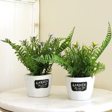 인테리어 미니 조화 허브 생화같은 로즈마리펀 가든조화화분, 로즈마리펀가든화분 옐로우, 1개