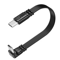 45W PD 고속충전 C타입 숏 미니 롱 직각 패치 케이블, 블랙, 1개, 17cm