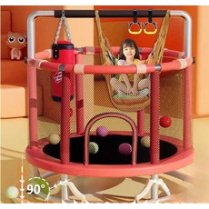 더류현 360도 돌아가는 트램폴린 아기트램폴린 신나는 아기방방이 정사발달 재밌는 방방, 1.5M 대형 풀세트/파랑