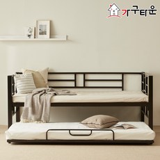 (주)가구타운 철제 슬라이딩 이단침대 DW104 (싱글 / 슈퍼싱글), 싱글 블랙, 기본 철망받침대, 매트없이 프레임