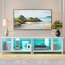 Pinmoco 거실장&TV다이 쓰리인원 TV 스탠드, 화이트