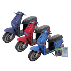 紙紮電動摩托車 機車 附行照及電池 電動機車 紙紮機車, 1個